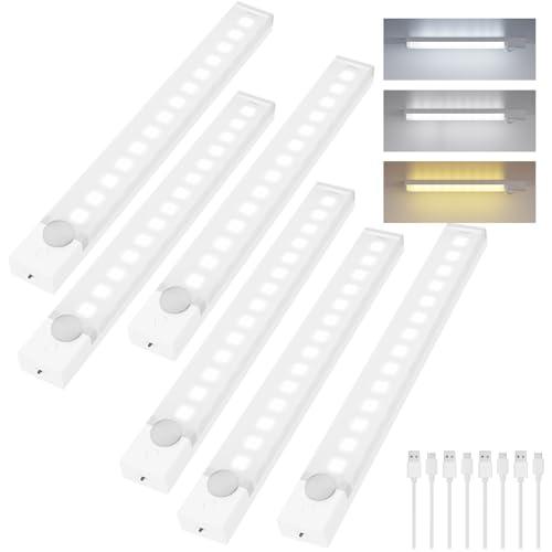 Rihvy Under Cabinet Lighting 12 Inches Rechargeable Motion Sensor Light Indoor, 3 Color Dimmable Closet Light Battery Operated, USB Stick on LED Magnetic Under Counter Lights for Kitchen Stair, 5Packs
