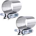 2Pcs 2inch Butt Joint Exhaust Band Clamp, Stainless Steel, Exhaust Muffler Clamp, 50MM