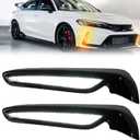 Switchback White/Amber LED Front Fog Lamp DRL Amber Sequential Turn Signal Light Compatible with Honda Civic Type R 2023 2024 2025 Replacement Front Bumper Trim