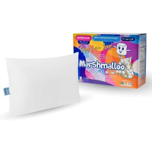 Marshmalloo Cooling Bed Pillow, Neck and Shoulder Support, Side Sleeper Bed Pillow for Sleeping for Longer, & Pain Free Sleep Adjustable Pillow with Cooling Technology (Queen Size, Firm Pillow)