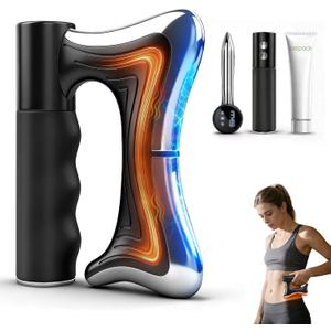 Heated Muscle Scraper Tool with Pulse, Vibration & Heat, Muscle Scraper Tool for Deep Tissue Myofascial Release, Gua Sha Massage Tool for Muscle Pain Relief & Full Body Relaxation (Black)