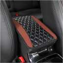 Moly Magnolia Car Center Console Cushion Pad, Universal Leather Waterproof Armrest Seat Box Cover Protector,Comfortable Car Decor Accessories Fit for Most Cars, Vehicles, SUVs (Brown)