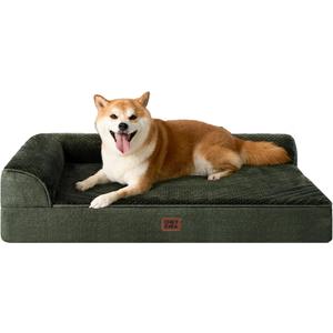 EHEYCIGA Memory Foam Dog Bed Large Size Dogs, Orthopedic Dog Bed Large with Washable Removable Cover, Waterproof Pet Sofa Couch with Nonskid Bottom, 36x27x6, Dark Green