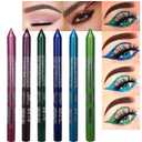 evpct 6Pcs Blue Colored Glitter Eyeliner Pencils Set,Dark Light Blue Green Purple Red Pink Metallic Colorful Liquid Eye Liner Set Women Waterproof (6 Count (Pack of 1))