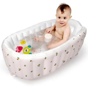 Mink Inflatable Baby Bathtub with Built-in Air Pump, Newborn to Toddler Bath Tub,Portable Travel Shower Basin with Back Support, Deflates and Folds Easily (Olive Bath), 34.25"L x 20.8"W x 11.8"H