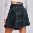 WDIRARA Women's Y2k Cheer High Waist Mini Pleated Plaid Skirt (Green, S)