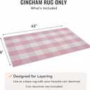 Spring Pink and White Plaid Rug, 2'4" x 3'7" Cotton Blend Layered Doormat Rug for Front Door, Hand-Woven Washable Entryway & Porch Decor