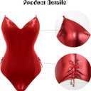 Drofe Bunny Costume Women Bunny Girl Senpai Cosplay Anime Role Costume Bodysuit Set (Red)