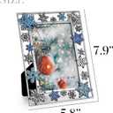 GUOER Christmas Decorations Photo Frame 4x6 Inch Snowflake Christmas Metal Photo Display Picutre Photo Frames with High Definition Glass Front Gift Ideas Tabletop Home Decorative (Blue)