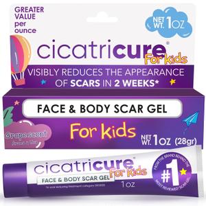 Cicatricure Advanced Scar Gel for Kids, Gentle Formula to Improve the Appearance of Scars, Helps Smooth and Soften Skin, For Face and Body, Grape Scent, 1 oz
