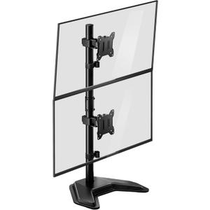 monTEK Stable Stacked Dual Monitor Stand, Heavy-Duty Vertical Monitor Mount for 17-32 inch Screen, Full Motion Arm with Tilt, Swivel, Rotation, Up to 22 lbs per Arm, Solid V-Shaped Base, VESA 100100