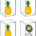 4 Pack Clear Acrylic Stackable Display Boxes with Sliding Lid, Dust-proof Display Storage Boxes Stand, Transparent Showcase for Action Figures, Figures Toys, Shells, 7.6*7.6*11.8cm