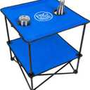 Rio Brands 22" Square Lightweight Fabric Portable Folding Beach Table with Cupholders, Blue