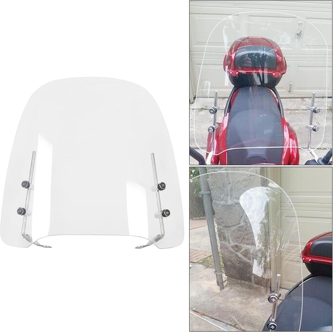 ECOTRIC Universal Scooter Windshield 14.3"x16.5" Compatible with Yamaha Honda 125cc 150cc Moped Dirt Bike Motorcycle Windscreen Transparent Acrylic