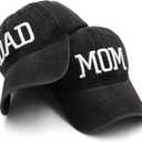 Mom and Dad Hats Fathers Day Mom Dad Gifts Hat Embroidered Adjustable Baseball Caps New Parents Gifts for Couples (One Size)