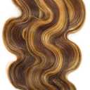 P4/27 Highlight Blonde Bundles Human Hair Body Wave Bundles Human Hair Brazilian Hair 2 Bundle Brown Unprocessed Virgin Remy Hair Extensions 50 Gram Per Bundle