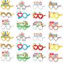 48 Pcs 100th Day of School Paper Glasses Happy 100th Day of School Eyeglasses Gifts Colorful Photo Booth Props for Kindergarten Preschool Reward Supplies Decorations Party Favors