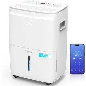 TABYIK 4500 Sq.Ft Most Efficient Energy Star 2025 Dehumidifier, Max 80 Pint/Day (Standard 60 Pint/Day) Smart WiFi Dehumidifier with Pump Drain Hose & Auto Humidity Control, for Basement, Home