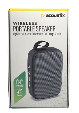 Acoustix Wireless Portable Stereo Sound Speaker, Black