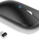 TECKNET Bluetooth Wireless Mouse BT5.0/3.0 & 2.4GHz Rechargeable Computer Mouse, Silent Mice,4000DPI Portable USB Mice for Laptop, MacBook Pro/Air,iPad(Black)