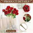 Zeyune 8 Pack 12 Inch Mini Red Roses Artificial Flowers Bouquets with Long Stem 80 Heads Silk Red Rose Fake Flowers for Valentine's Day Decoration Wedding Bouquets for Bride Bridesmaid