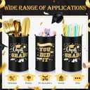 Domensi 6 Pcs 2026 Graduation Table Centerpiece Vase Decorations Class of 2026 Galvanized Metal Tin Vases for Artificial Flowers Grad Caps Cutlery Utensil Holder for Party Supplies Gifts(Black)