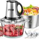 Food Processor & Meat Grinder with 2 Bowls(12.5 cup+12.5 cup) & 2 Bi-Level Blades, Electric Vegetable Chopper for Homemade Salad/Nuts/vegetable, BPA-Free & Quiet Design for Family Cooking