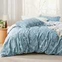 Bedsure Oversized Queen Comforter Set - Blue Bed Set, 3 Pieces Cute Floral Bedding, 1 Soft Reversible Botanical Flowers Comforter and 2 Pillow Shams