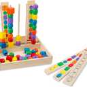 Melissa & Doug Bead Sequencing Set with 46 Wooden Beads and 5 Double-Sided Pattern Boards
