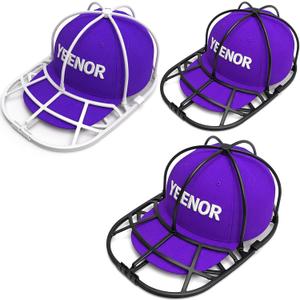 Hat Washer Cage – Baseball Cap Cleaner Rack for Washing Machine & Dishwasher, Structured Cap Shaper & Protector, 3-Pack (Assembly Required)