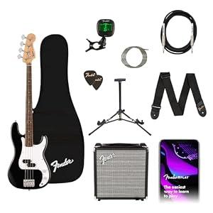 Fender Squier Debut Series Beginner Precision Bass Guitar Kit w/ Amp, Black