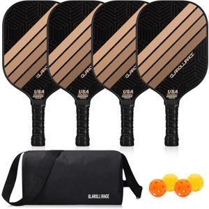 Pickleball Paddles Set of 2 | 4 Pickleball Rackets, USAPA Approved Pickleball Set, Fiberglass | Carbon Fiber Surface & 13 mm PP Honeycomb Core,4 Indoor & Outdoor Pickle Balls