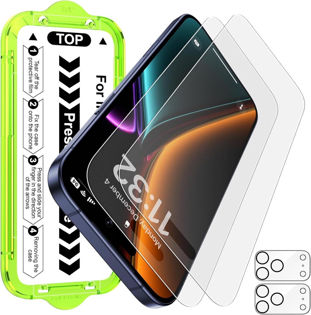 Esanik 2+2 Pack for iPhone 17 Pro Max Matte Glass Screen Protector Auto-alignment Anti-Glare & Anti-Fingerprint,Anti-Reflection,Bubble Free, Smooth as Silk, 9H Glass Screen Cover