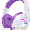 ZIUMIER Purple Gaming Headset with Microphone, Compatible with PS4 PS5 Xbox One PC Laptop, Over-Ear Headphones with LED RGB Light, Noise Canceling Mic, Stereo Surround Sound (Purple)