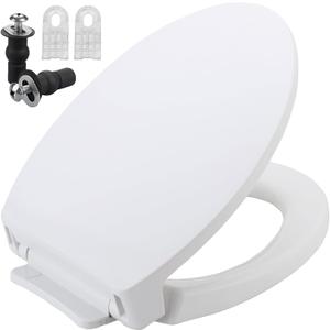 SS114 Elongated Toilet Seat Compatible with TOTO SS113/SS154/SS224/SS204, Soft Close Elongated Toilet Seat, Traditional Toilet Seat Replacement with Toilet Bolts and Nut - Cotton White