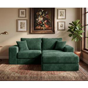 75'' L-Shaped Cloud Modular Sectional Couch with Chaise, Modern Corduroy Memory Foam Sofa Bed, Upholstered Boneless Deep Seat Fluffy Sleeper Sofa, for Living Room, No Assembly Needed (Green)