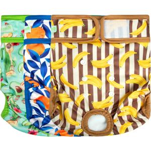 wegreeco Washable Reusable Premium Dog Diapers,Pack of 3,Small Dog Puppy & Doggy Diapers Female,Dog Period Panties Diapers Female in Heat Fruits L (Large (15"-17" Waist))