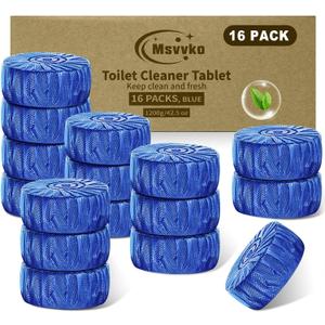 Toilet Bowl Cleaners, Upgraded Blue Automatic Toilet Tank Cleaner Tablets for Deodorizing & Descaling, Long-Lasting Against Tough Stains, 43 oz/16 Packs