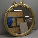 27x27 inch Bow Mirrors for Wall, Round/Circle God Decorative Wall Mounted Mirror, Irregular Mirrors Suitable for Bedroom, Hallway, Living Room Decoration, Bathroom Sink (Gold 28*28)