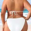 Daci Women Plus Size Triangle Bikini Sets Two Piece Double Straps Halter Swimsuit Side Tie String Sexy Bathing Suits (White) 16W
