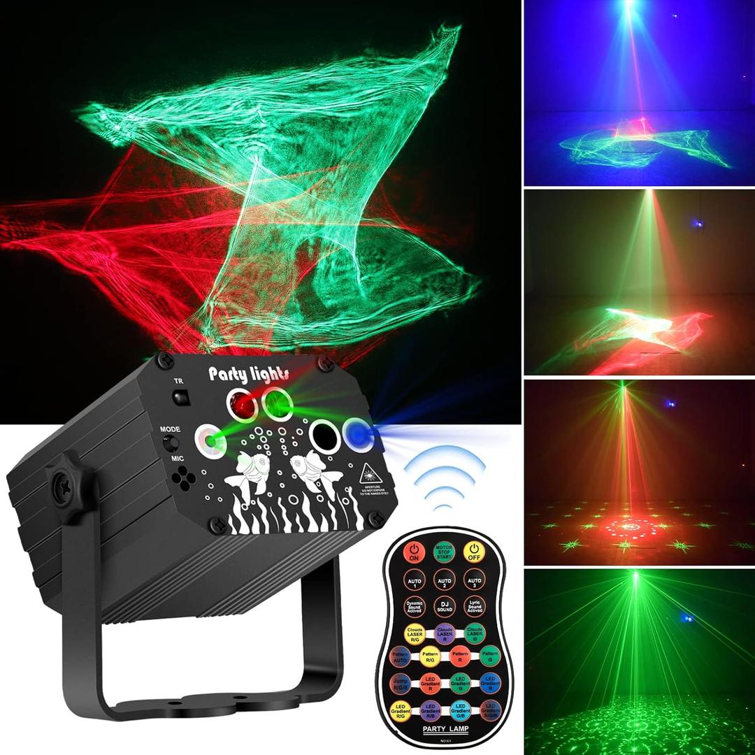 DJ Disco Stage Party Lights - Northern Laser Light Effect RGB Led Sound Activated Strobe Lighting with Remote Control for Indoor Birthday Christmas New Year Karaoke Club KTV (Black USB Powered)