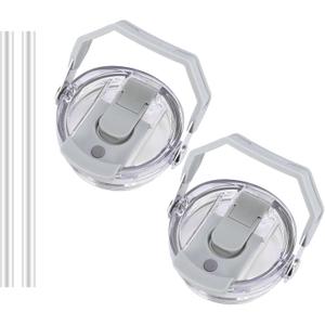 30oz & 20oz Replacement Lid for Stanley IceFlow Stainless Steel Tumbler2 PCS Spill Proof Tumbler Cover with Handle & 2-in-1 Flip Straw SpoutLeak-Proof Splash Resistant (Grey)