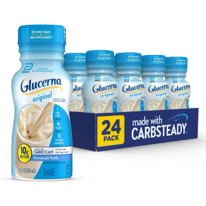 Glucerna Original Diabetes Care Shake, Homemade Vanilla, Diabetic Meal Replacement to Support Blood Sugar Management, 10g Protein, 180 Calories, Ready to Drink, 8-fl-oz Bottle, 24 Pack, BB 1 JAN 2027
