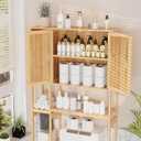 Over-the-Toilet Storage Cabinet with Shelves for Small Bathrooms, Natural, 31.7" x 9.6" x 66.3"