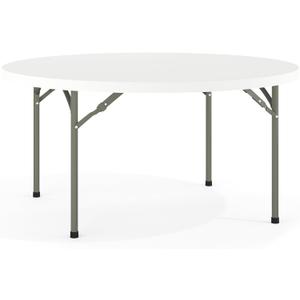 Flash Furniture 5' Round All-Occasion Plastic Folding Event Table for Parties and Trade Shows, Folding Banquet Table for Indoor/Outdoor Events, White