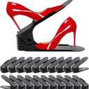 NVGSN Shoe Slots Organizer 20 Pack - Shoe Stackers for a Pair Of Shoes, shoe storage Shoe Space Savers 50%, 4 Levels Adjustable Thickening Double Layer shoe holders shoe organizer for closet, Black