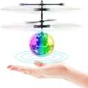 STREET WALK Flying Toy Ball Infrared Induction RC Flying Toy Built-in LED Light Disco Helicopter Shining Colorful Flying Drone Indoor and Outdoor Games Toys for 6 7 8 9 10 Year Old Boys and Girls (White)