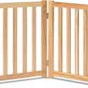 LZRS 2-Panel Wooden Free Standing Foldable Dog Gate Indoor  Solid Hardwood 24" High, Step-Over Safety Pet Gate for Doorways, Stairs & Small Spaces - Indoor Use, Natural