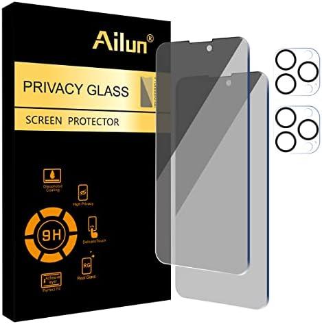 Ailun 1 Pack Privacy Screen Protector for iPhone 14 Pro [6.1 inch] + 1 Pack Camera Lens Protector,Anti Spy Private,Tempered Glass,Case Friendly