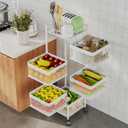 Fruit Basket for Kitchen No Assembly, Rotating Kitchen Storage Rack, Bathroom Shelf, Organizers and Storage Cart on Rolling Wheels Potato and Onion Storage Organizer (White, 5 Tier-Square)
